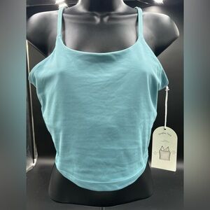 New Logilates‎ cameo blue strappy tank size medium. Built in bra no pads. NWT